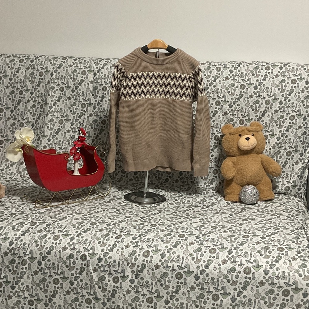 BAMBOO Kids Sweater in Brown and White